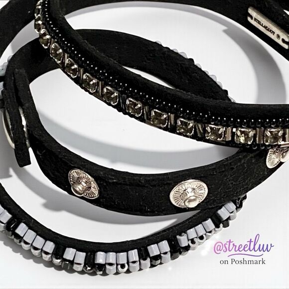Stella & Dot Emma Triple Black Wrap Bracelet - Picture 6 of 8